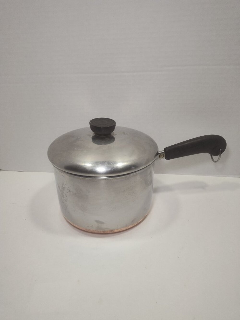 Vtg 1801 Revere Ware 3 Qt Copper Bottom Stainless Saucepan Pot w/ Lid Clinton IL